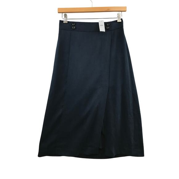New ANN TAYLOR Women's Maxi Long Skirt Lined Solid Blue Size 4 - Picture 1 of 11